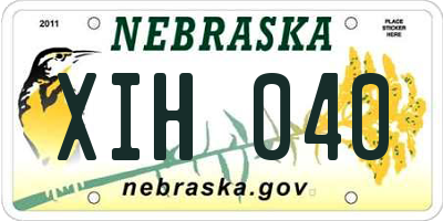 NE license plate XIH040