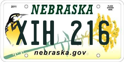 NE license plate XIH216