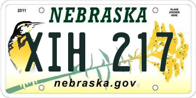 NE license plate XIH217