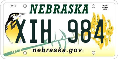 NE license plate XIH984