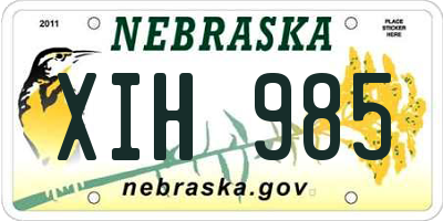 NE license plate XIH985