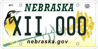 NE license plate XII000