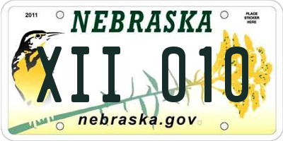 NE license plate XII010