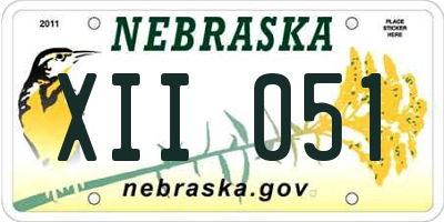 NE license plate XII051