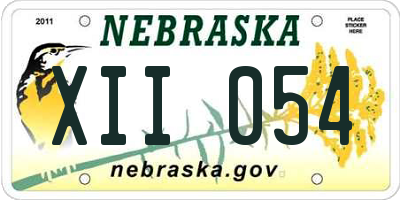 NE license plate XII054