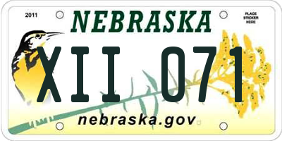 NE license plate XII071