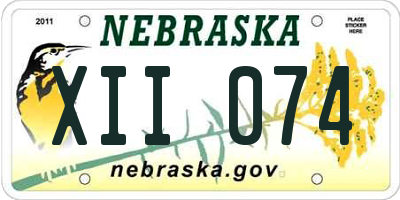 NE license plate XII074