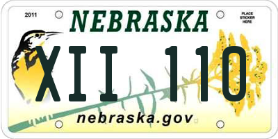NE license plate XII110