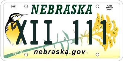 NE license plate XII111