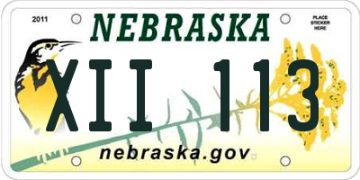 NE license plate XII113
