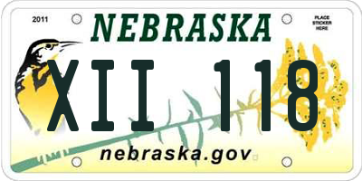 NE license plate XII118