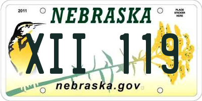 NE license plate XII119