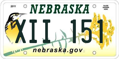 NE license plate XII151