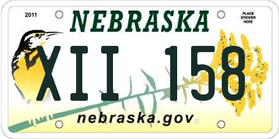 NE license plate XII158
