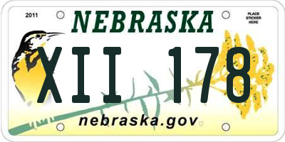 NE license plate XII178