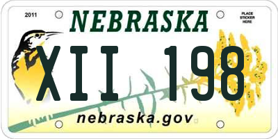 NE license plate XII198