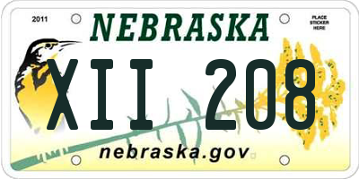 NE license plate XII208