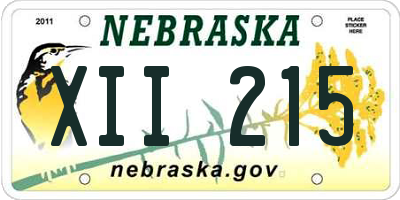 NE license plate XII215