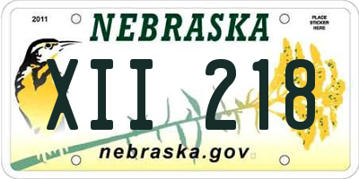 NE license plate XII218