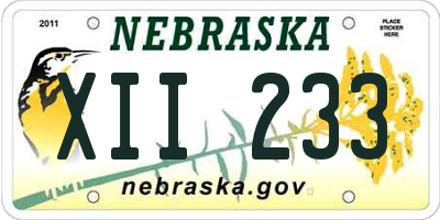 NE license plate XII233