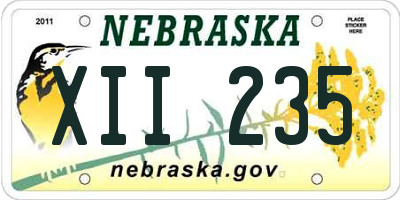 NE license plate XII235