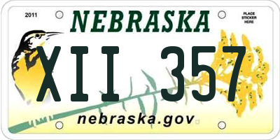 NE license plate XII357