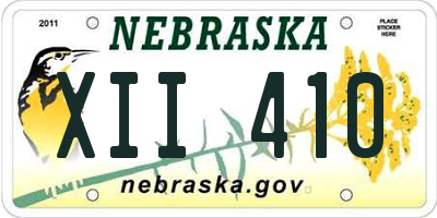NE license plate XII410