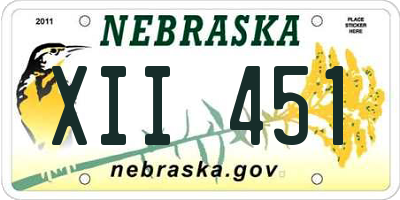 NE license plate XII451