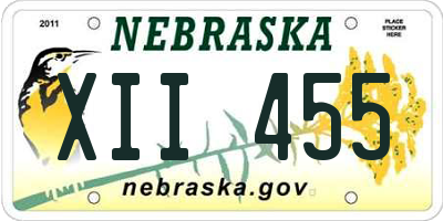 NE license plate XII455