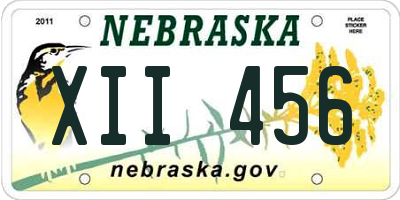 NE license plate XII456