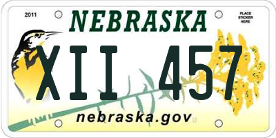 NE license plate XII457