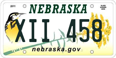 NE license plate XII458