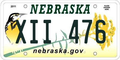 NE license plate XII476