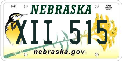 NE license plate XII515