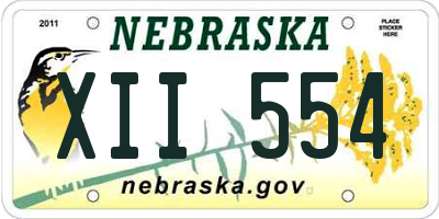 NE license plate XII554