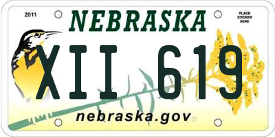 NE license plate XII619