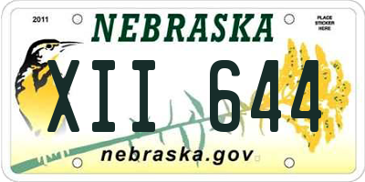 NE license plate XII644