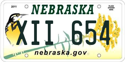 NE license plate XII654