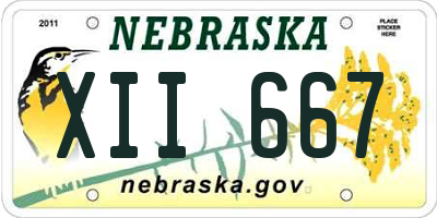 NE license plate XII667