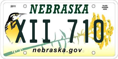 NE license plate XII710