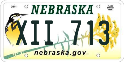 NE license plate XII713