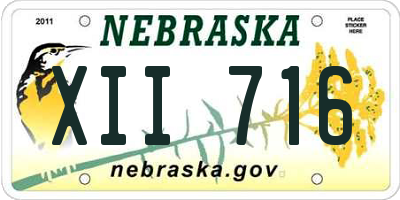 NE license plate XII716