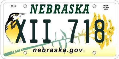 NE license plate XII718