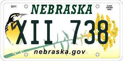 NE license plate XII738
