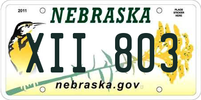 NE license plate XII803