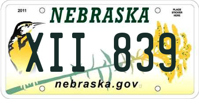 NE license plate XII839