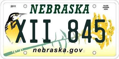 NE license plate XII845