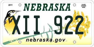NE license plate XII922