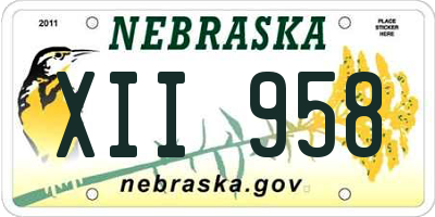 NE license plate XII958