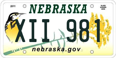 NE license plate XII981